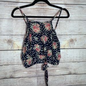 Cotton Candy Floral Halter Top with Cutout Back